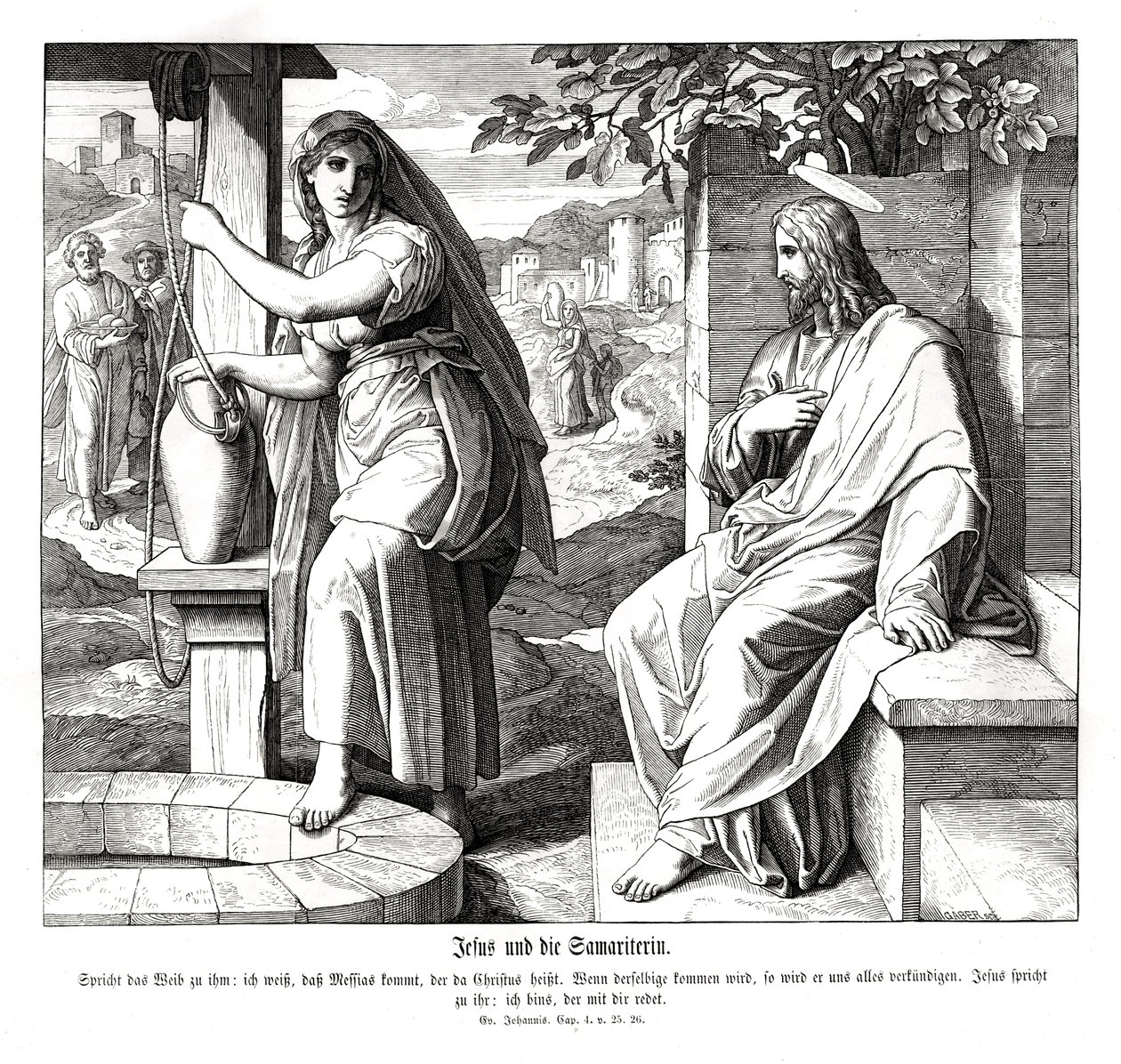 Jesus and the Samaritan woman, Gospel of John av Julius Schnorr von Carolsfeld
