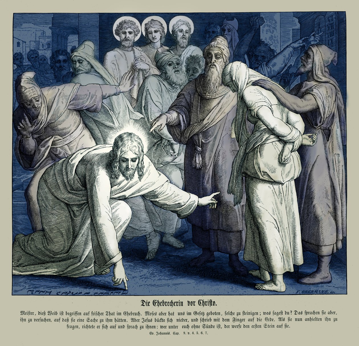 Jesus og den utro kvinnen, Johannesevangeliet av Julius Schnorr von Carolsfeld