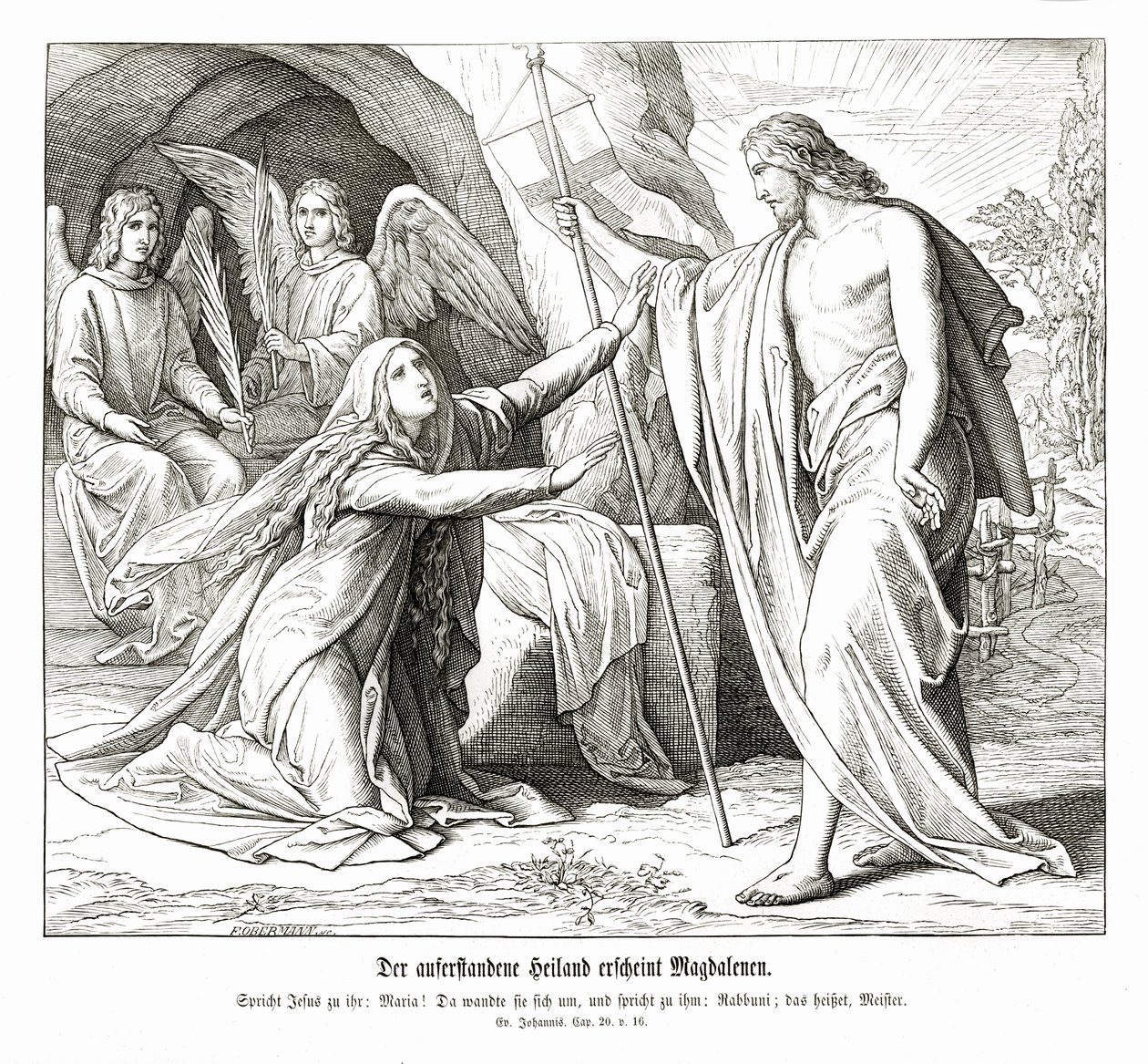 Jesus viser seg for Maria Magdalena, Johannesevangeliet av Julius Schnorr von Carolsfeld
