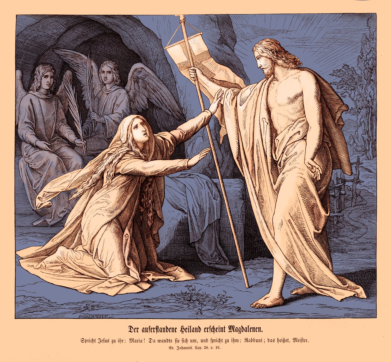 Jesus viser seg for Maria Magdalena, Johannesevangeliet av Julius Schnorr von Carolsfeld