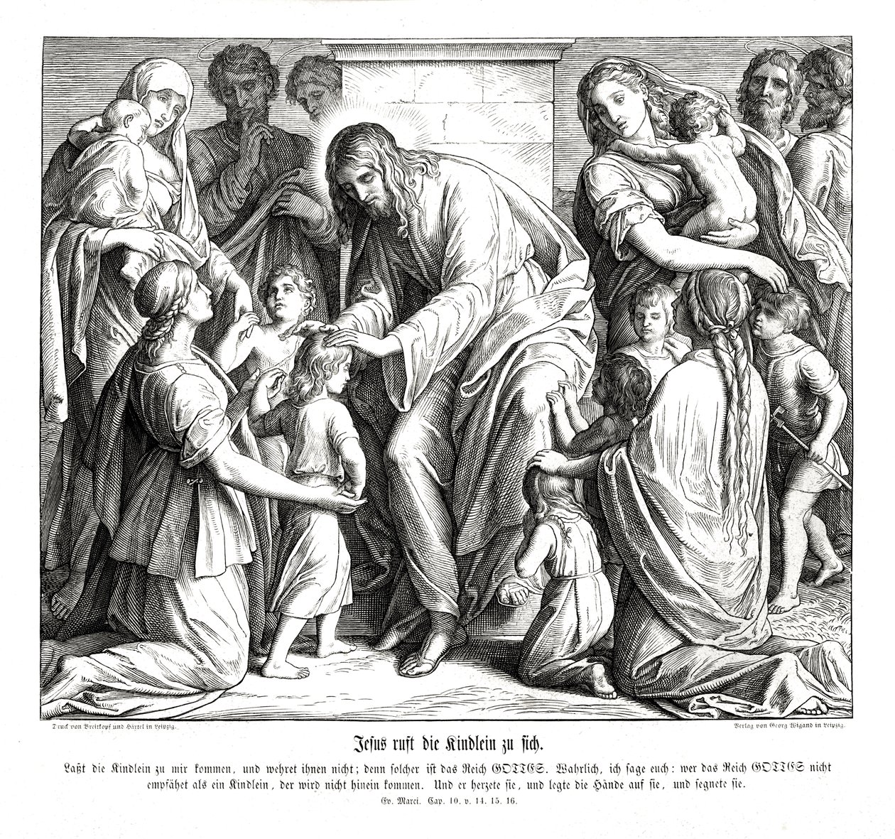 Jesus kaller barna til seg, Markusevangeliet av Julius Schnorr von Carolsfeld