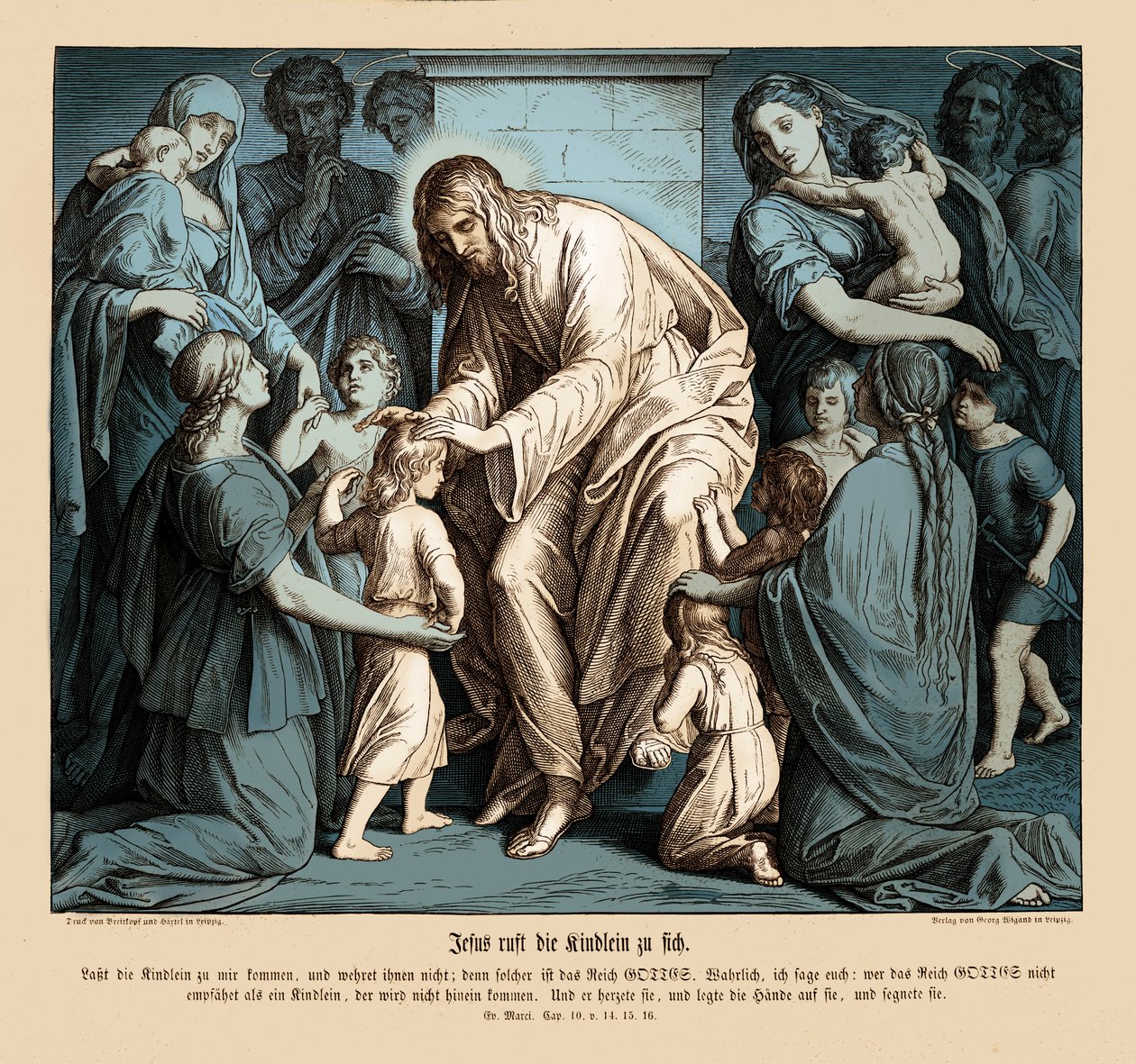 Jesus calls the children to him, Gospel of Mark av Julius Schnorr von Carolsfeld