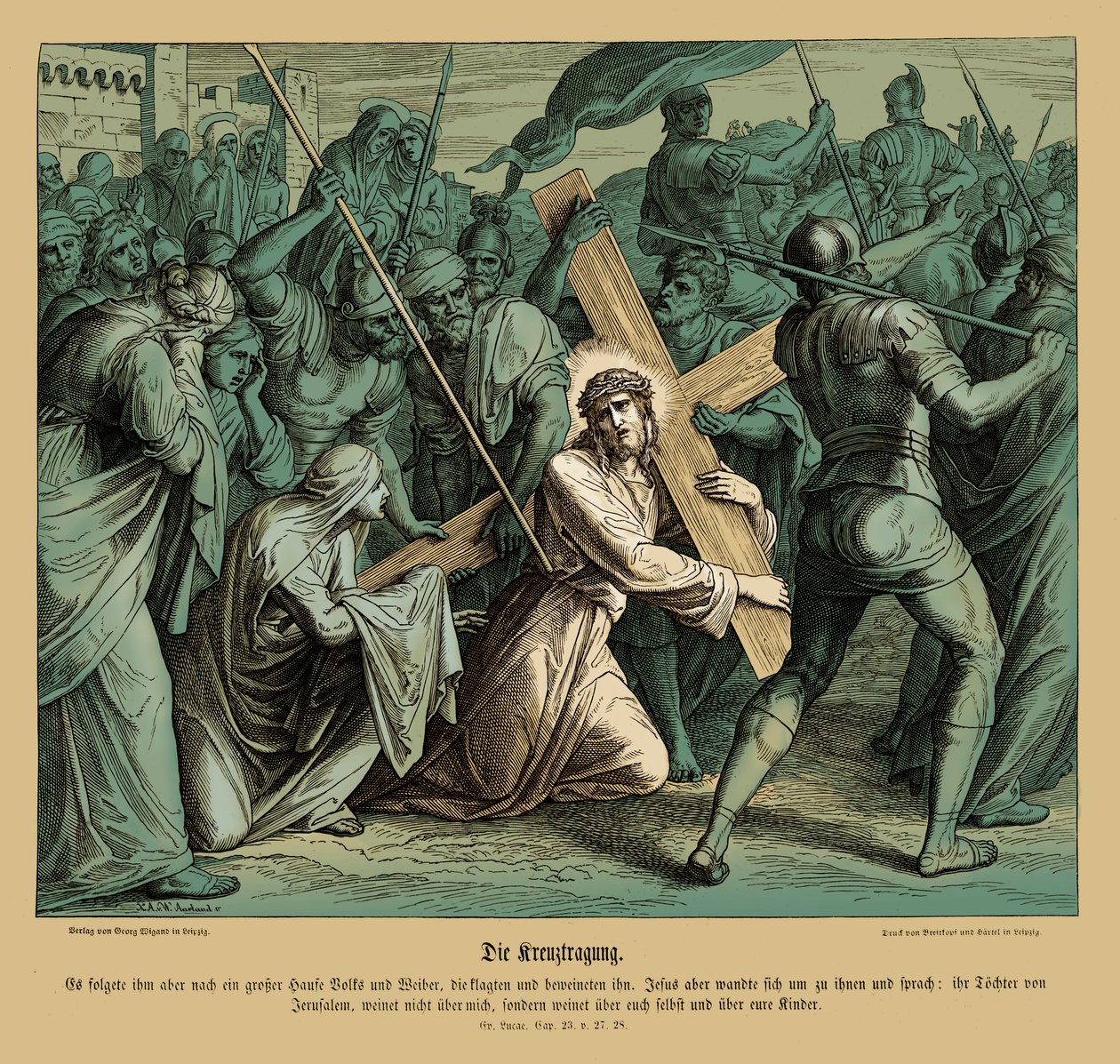 Jesus bærer korset, Lukasevangeliet av Julius Schnorr von Carolsfeld