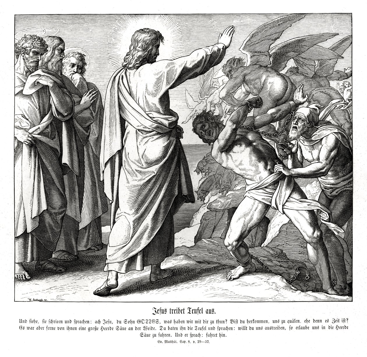 Jesus driver ut demonene, Matteusevangeliet av Julius Schnorr von Carolsfeld
