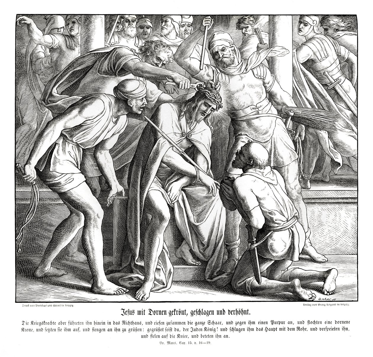 Jesus får en tornekrone, Markusevangeliet av Julius Schnorr von Carolsfeld