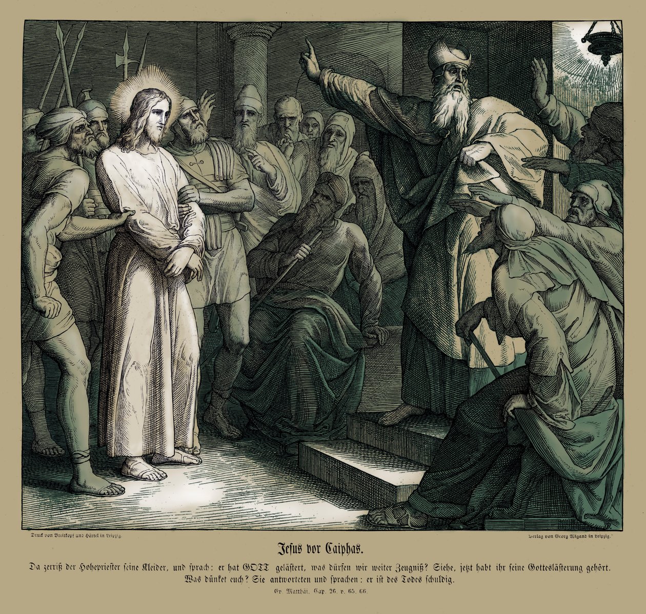 Jesu rettssak før Kaifas, Matteusevangeliet av Julius Schnorr von Carolsfeld