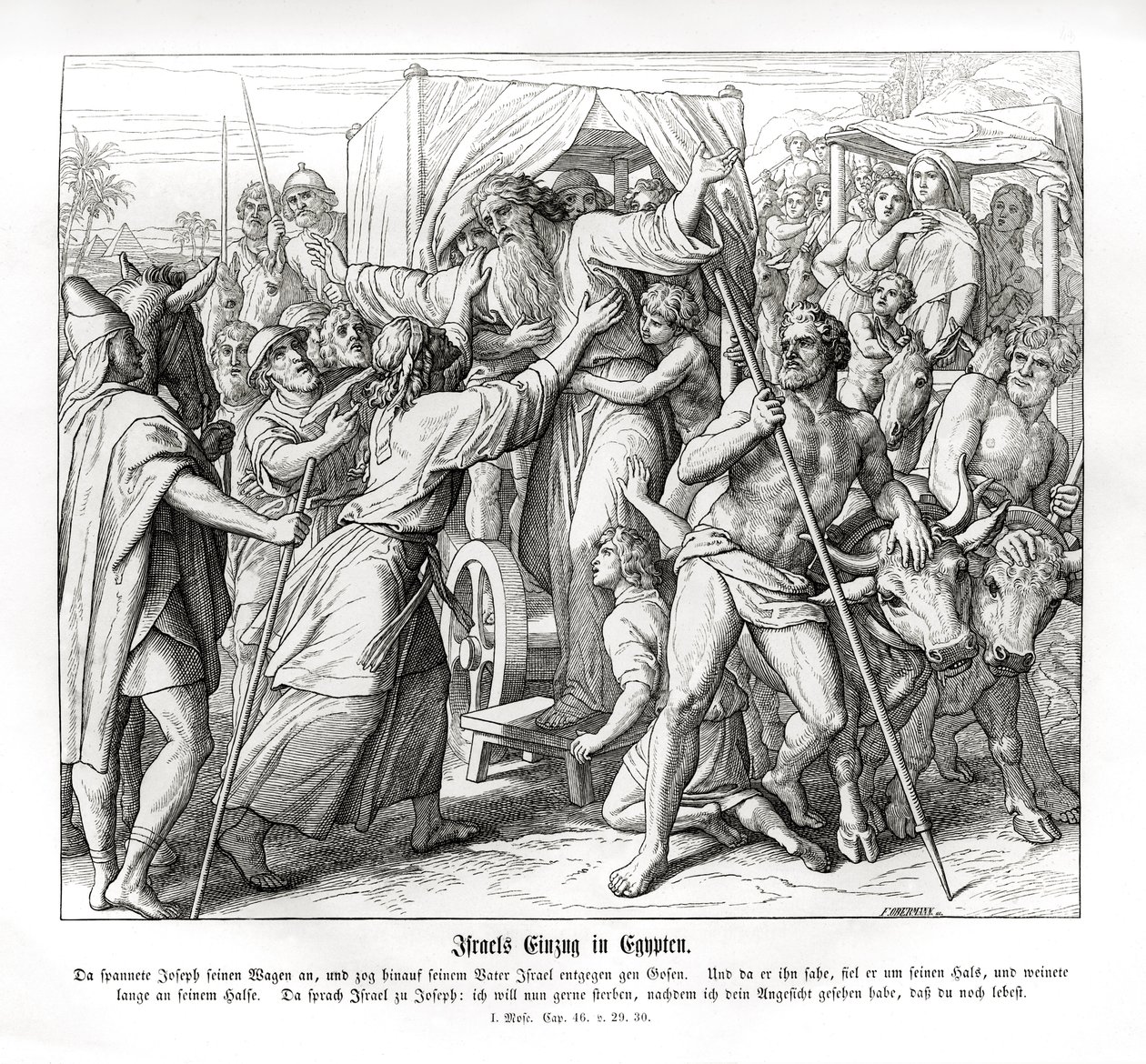 Josefs far ankommer Egypt, 1. Mosebok av Julius Schnorr von Carolsfeld