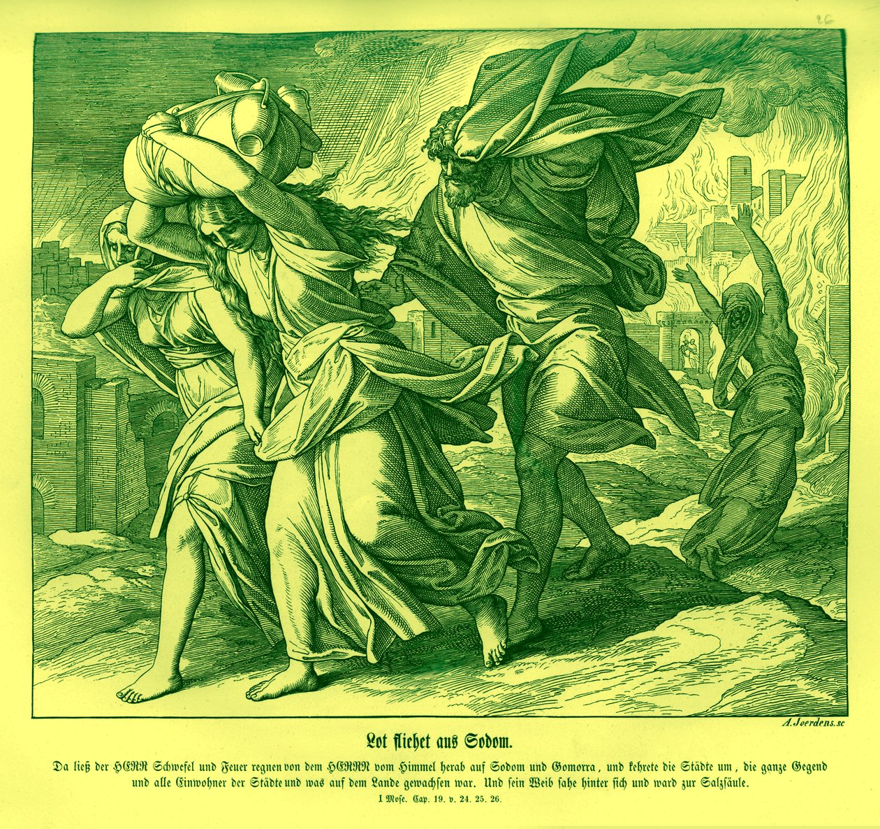 Lot and his family flee from Sodom, Genesis av Julius Schnorr von Carolsfeld