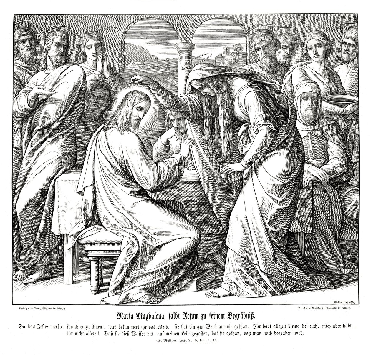 Maria Magdalena salver Jesus, Matteusevangeliet av Julius Schnorr von Carolsfeld