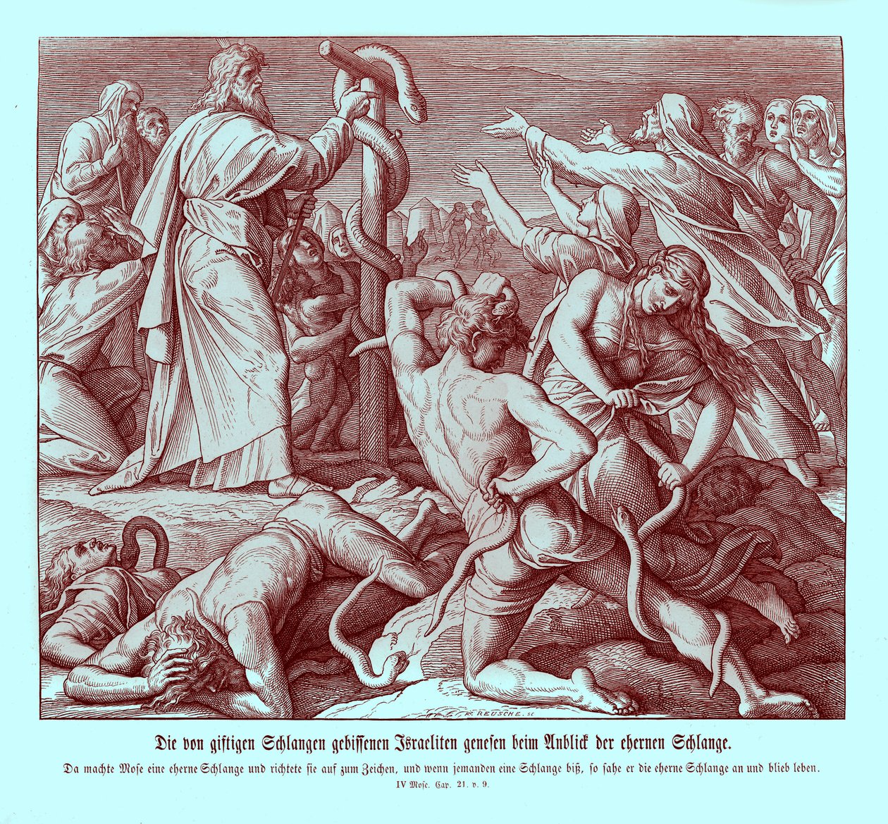 Moses og messingslangen, 4. Mosebok av Julius Schnorr von Carolsfeld