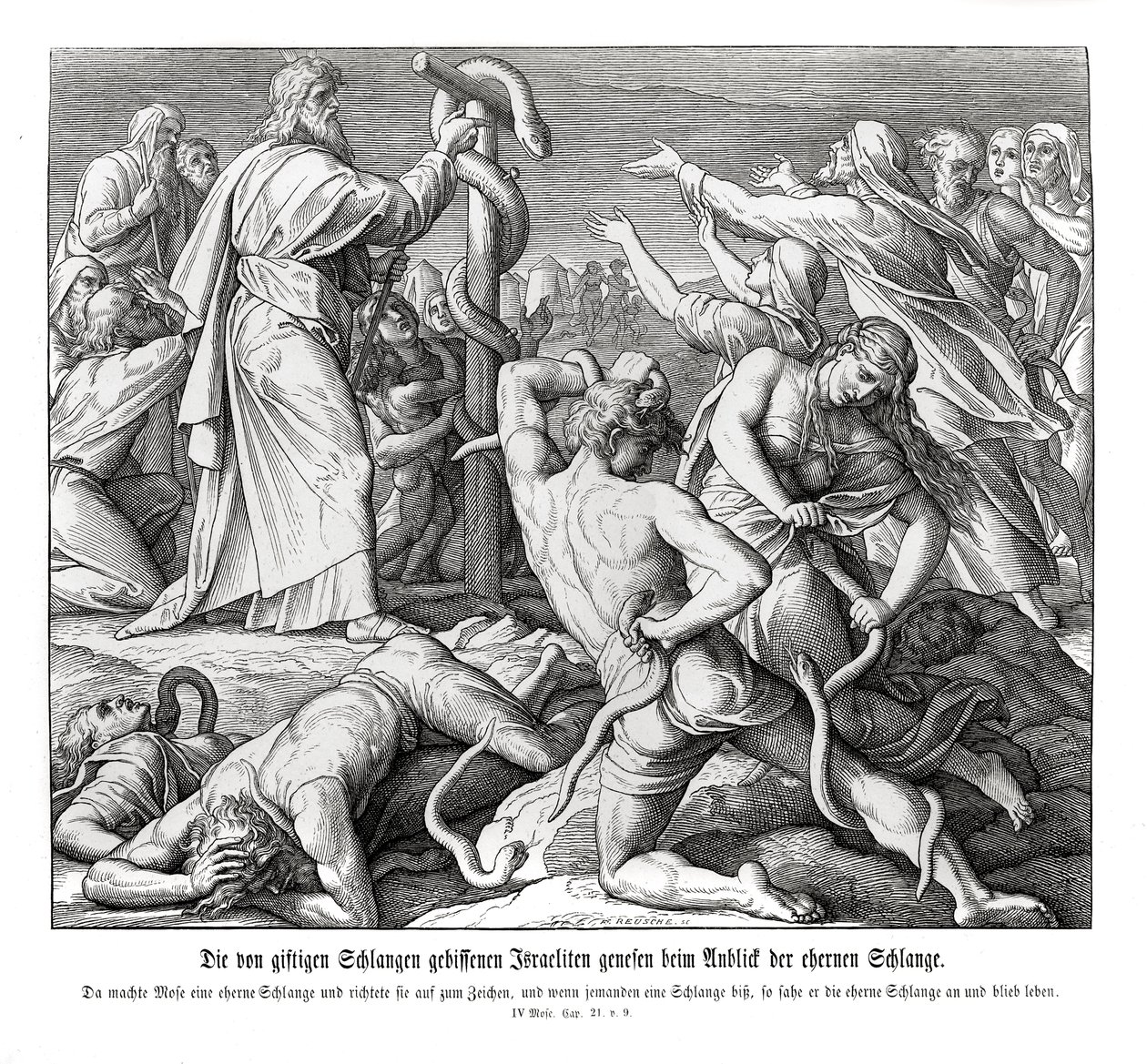 Moses og messingslangen, 4. Mosebok av Julius Schnorr von Carolsfeld