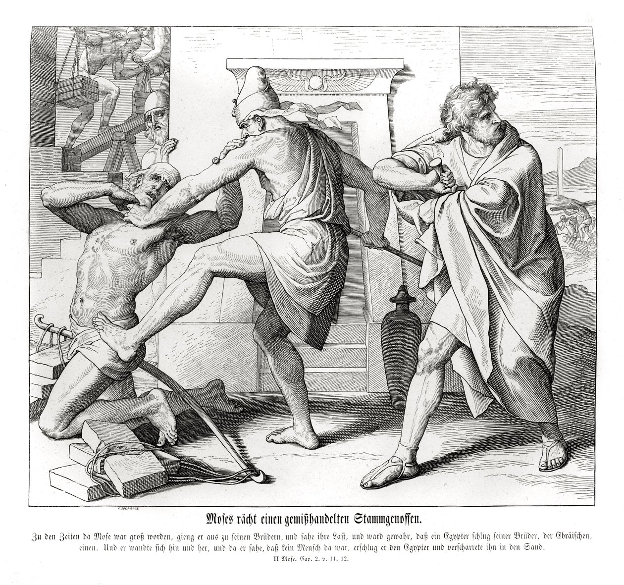 Moses hevner mishandling av sine brødre, Exodus av Julius Schnorr von Carolsfeld
