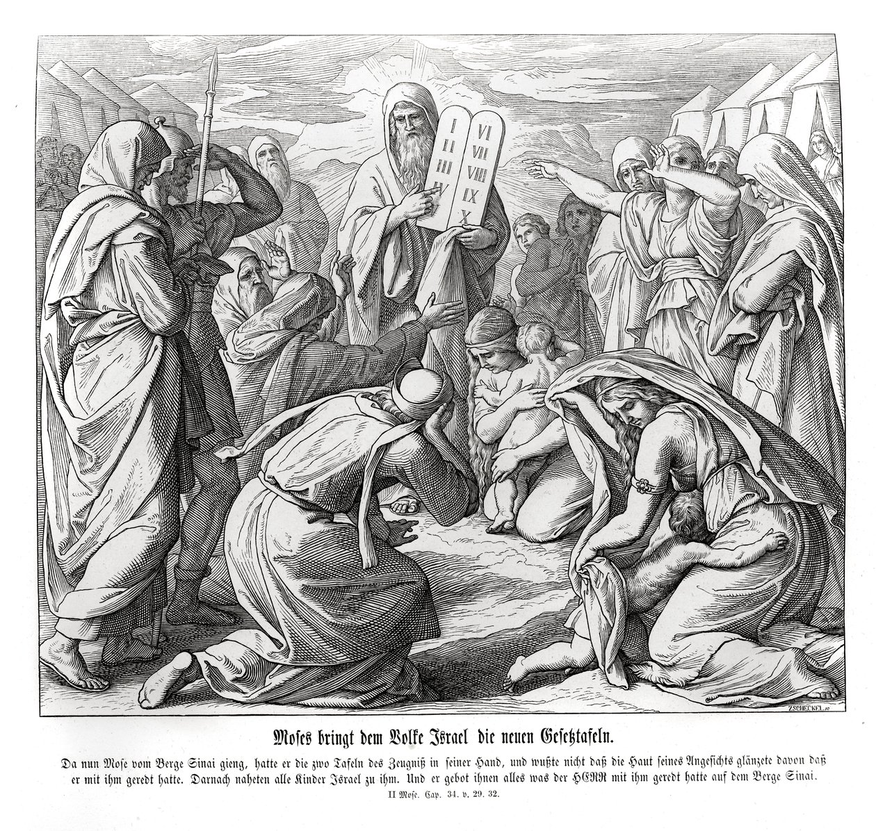 Moses leverer budene, Exodus av Julius Schnorr von Carolsfeld
