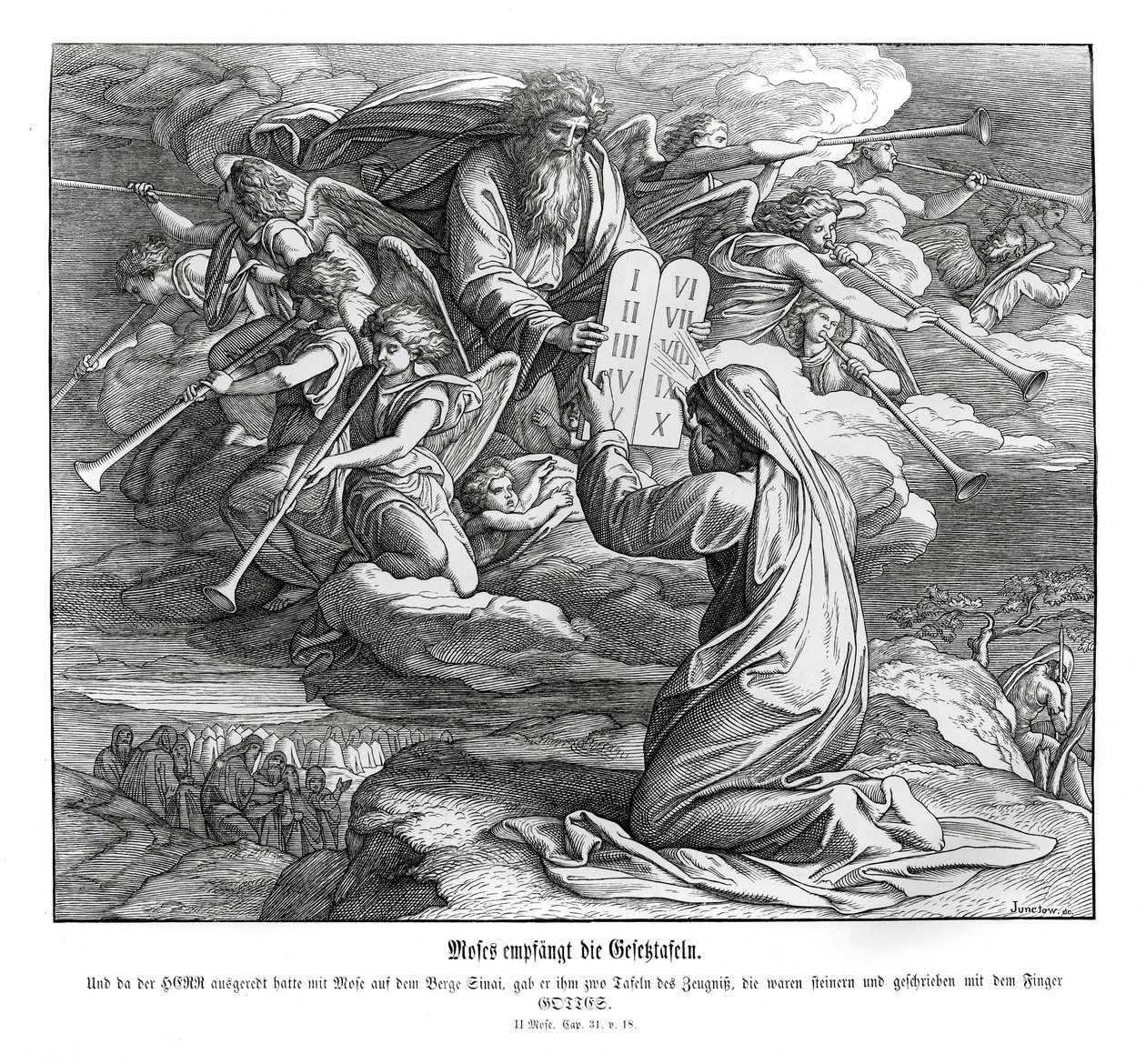 Moses mottar budene, Exodus av Julius Schnorr von Carolsfeld