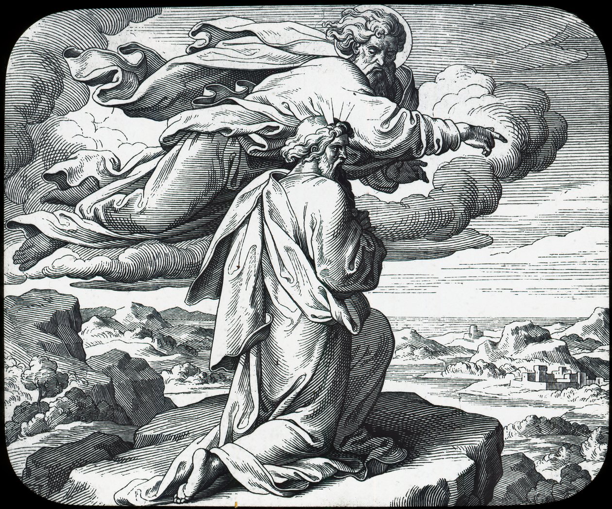 Moses ser på Israels land, 1800-tallet av Julius Schnorr von Carolsfeld