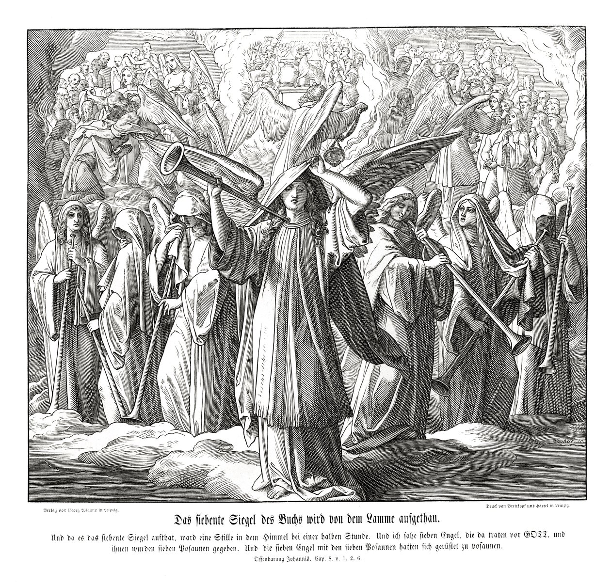 Åpning av det syvende segl ved Lammet, Åpenbaring av Julius Schnorr von Carolsfeld