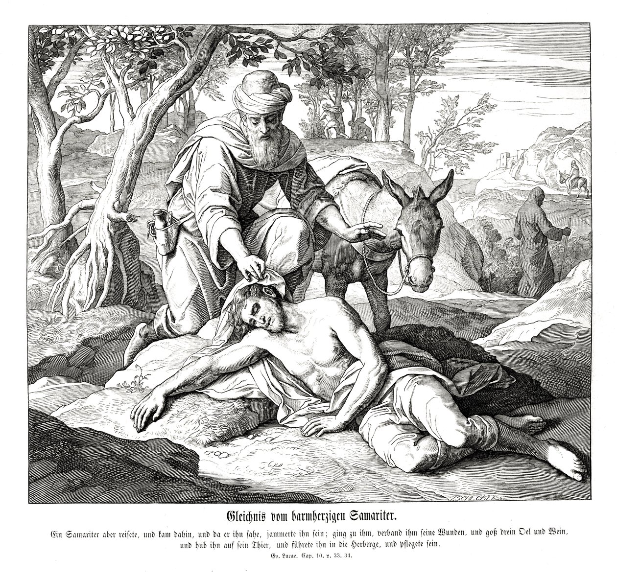 Parable of the good Samaritan, Gospel of Luke av Julius Schnorr von Carolsfeld