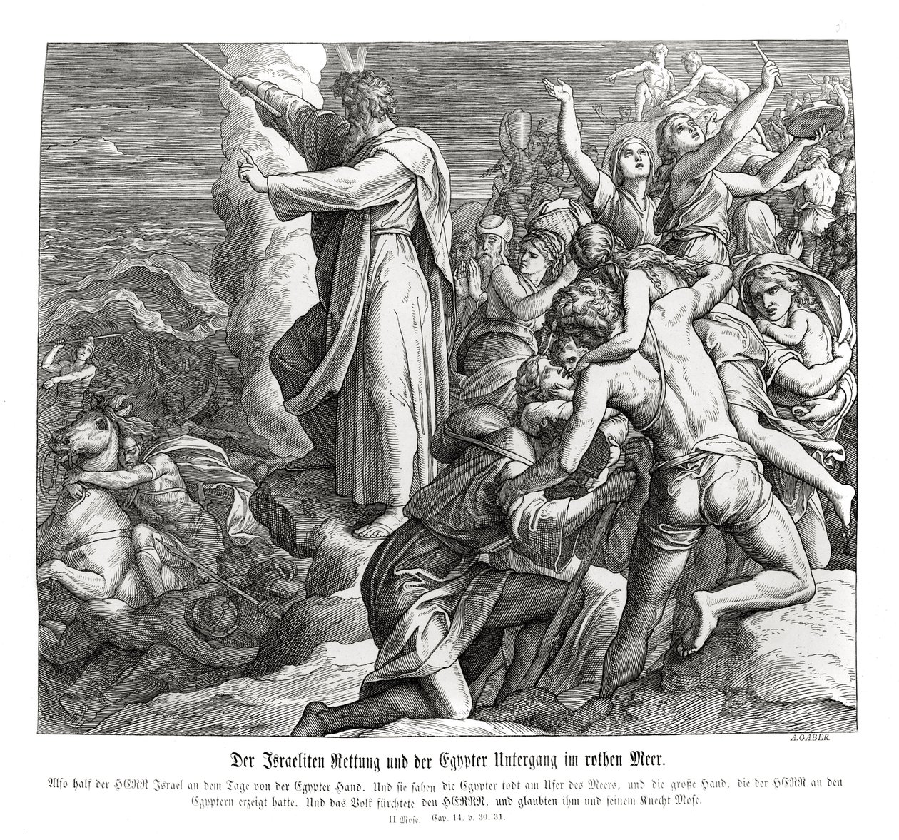 Delning av Rødehavet, Exodus av Julius Schnorr von Carolsfeld