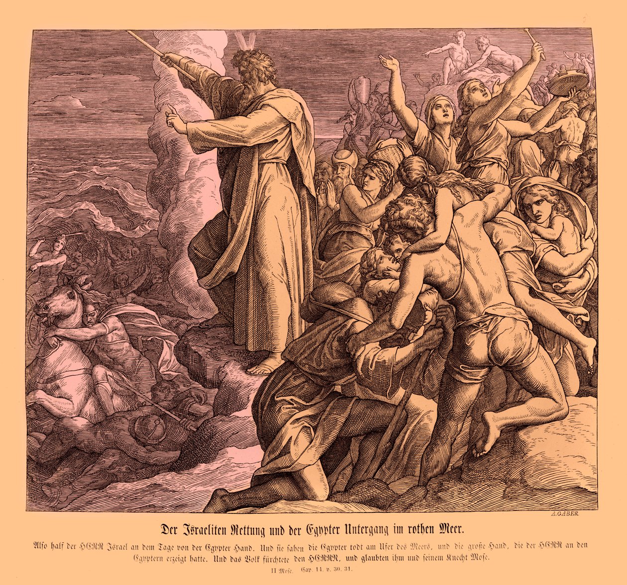 Delning av Rødehavet, Exodus av Julius Schnorr von Carolsfeld