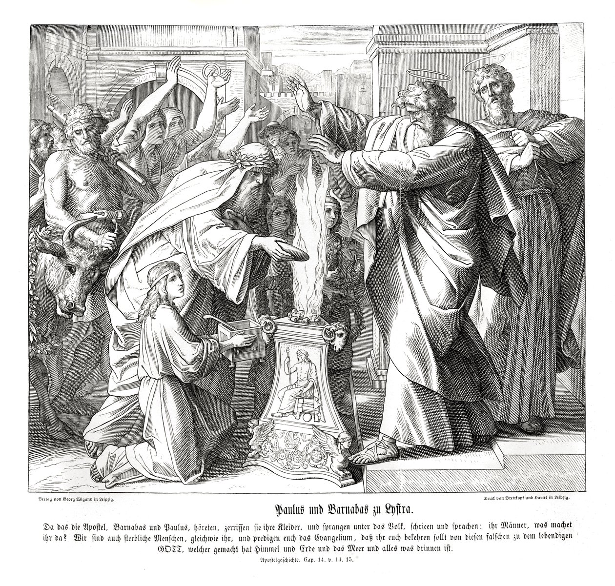 Paulus og Barnabus i Lystria, Apostlenes gjerninger av Julius Schnorr von Carolsfeld