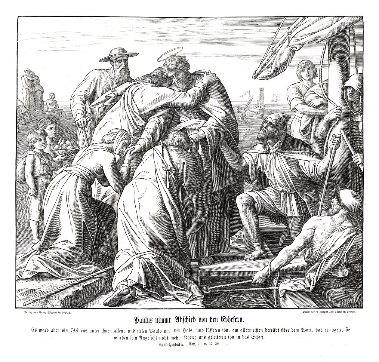 Paulus forlater Efeserne, Apostlenes gjerninger av Julius Schnorr von Carolsfeld