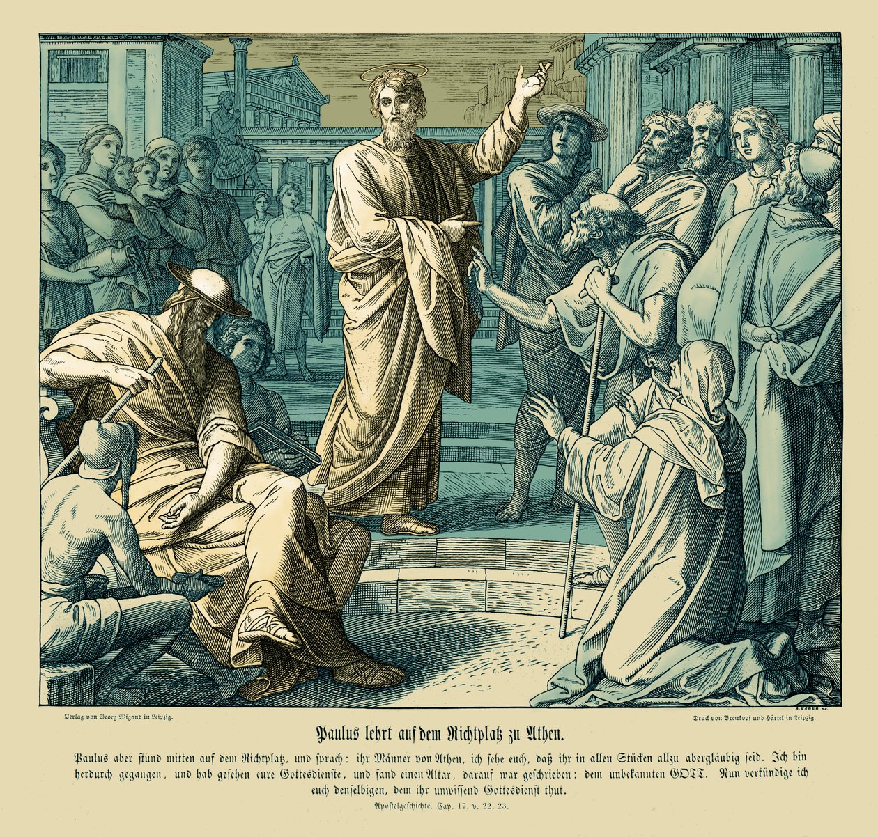 Paulus forkynner i Athen, Apostlenes gjerninger av Julius Schnorr von Carolsfeld