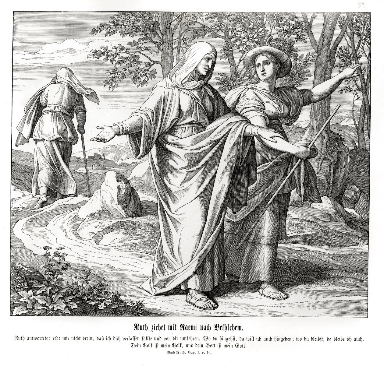 Rut drar med Noomi til Betlehem, Ruth av Julius Schnorr von Carolsfeld
