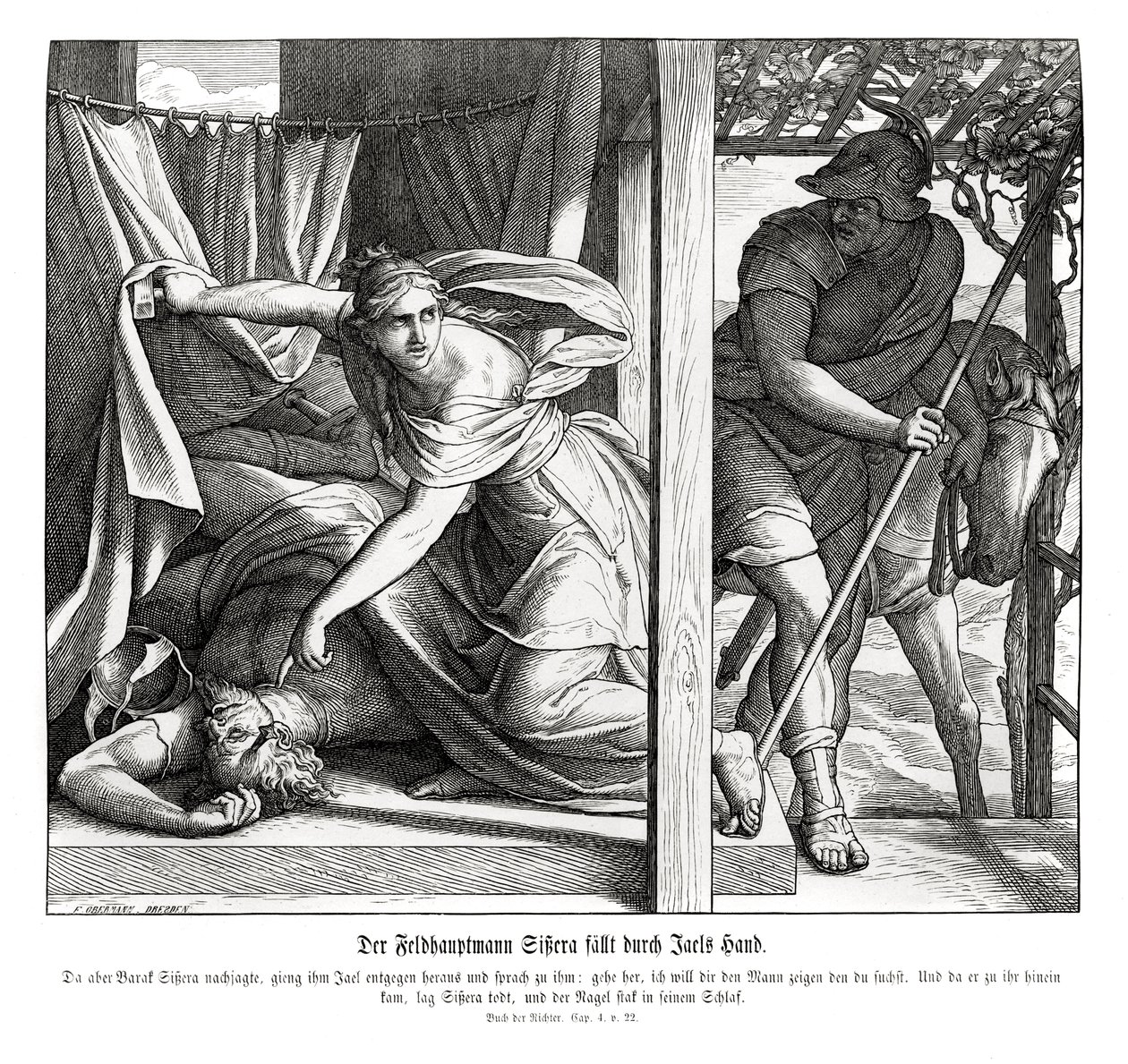 Sisera is slain by Jael, Judges av Julius Schnorr von Carolsfeld