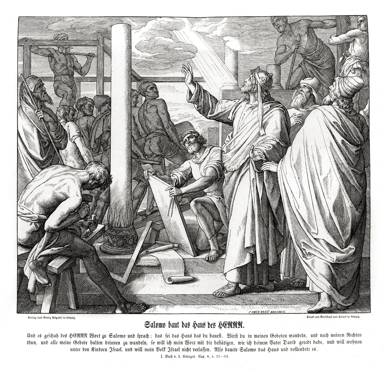 Solomon builds the house of the Lord av Julius Schnorr von Carolsfeld
