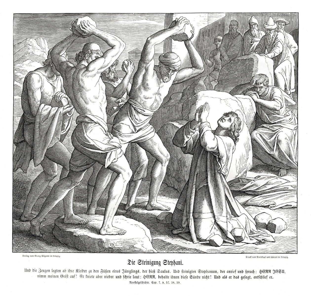 Steining av Stefanus, Apostlenes gjerninger av Julius Schnorr von Carolsfeld