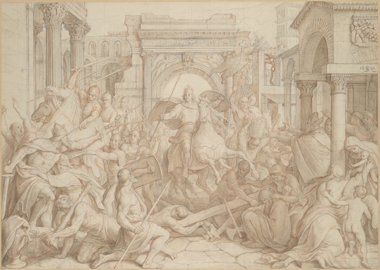 Charlemagnes inntog i Pavia, 1840. av Julius Schnorr von Carolsfeld