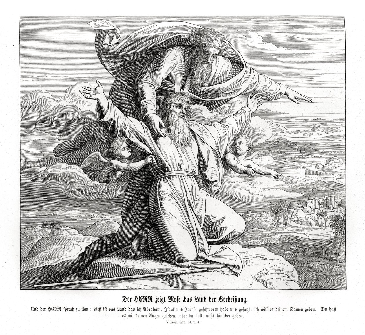 Herren viser Moses det lovede land, 5 Mosebok av Julius Schnorr von Carolsfeld