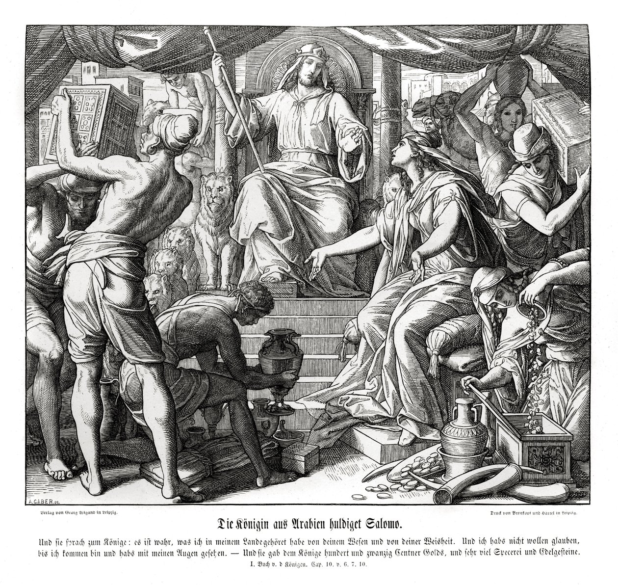 Dronningen av Saba hedrer kong Salomo av Julius Schnorr von Carolsfeld