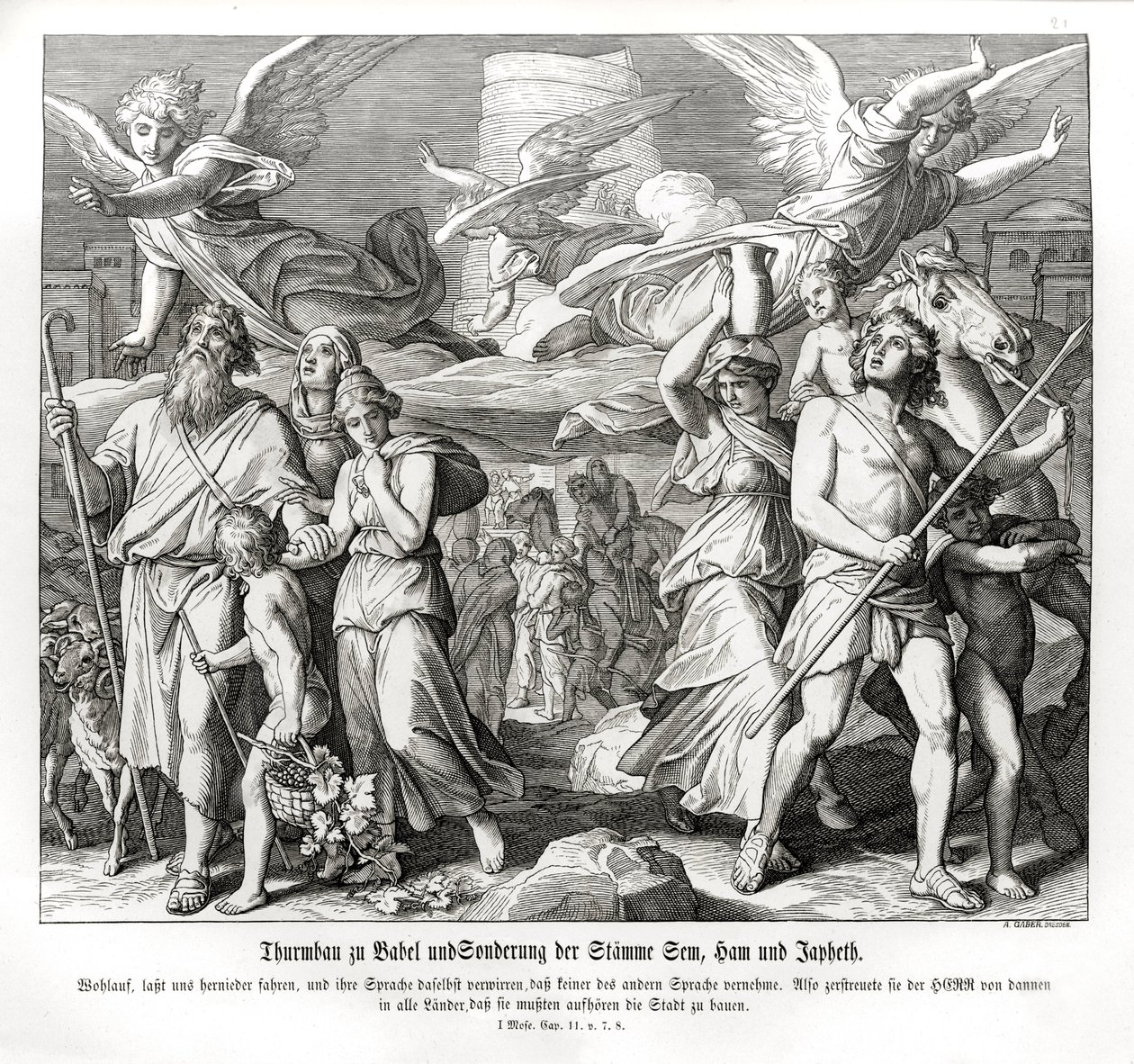 Babelstårnet, 1. Mosebok av Julius Schnorr von Carolsfeld