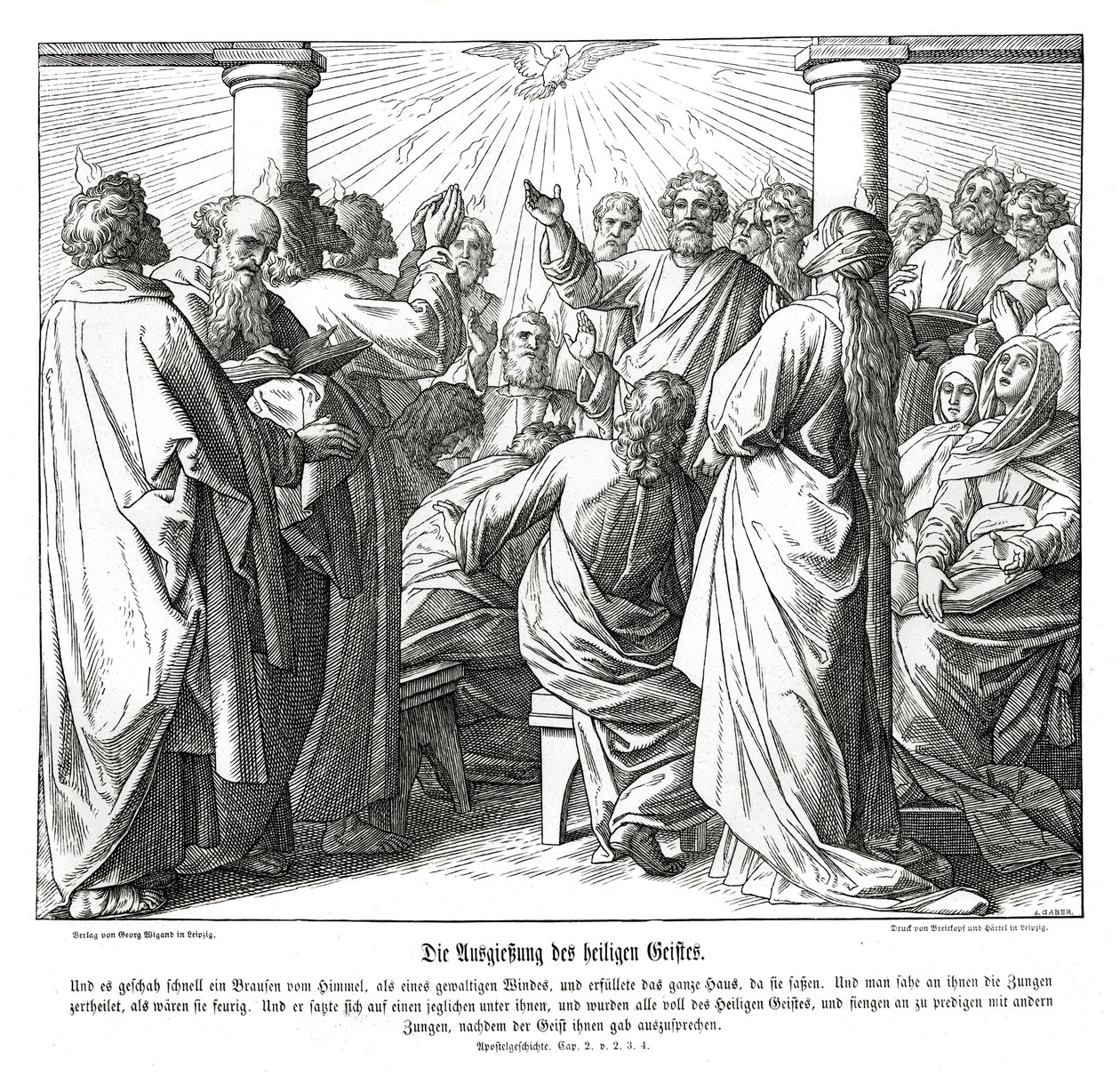 Apostlene er fylt av den hellige ånd, Apg av Julius Schnorr von Carolsfeld