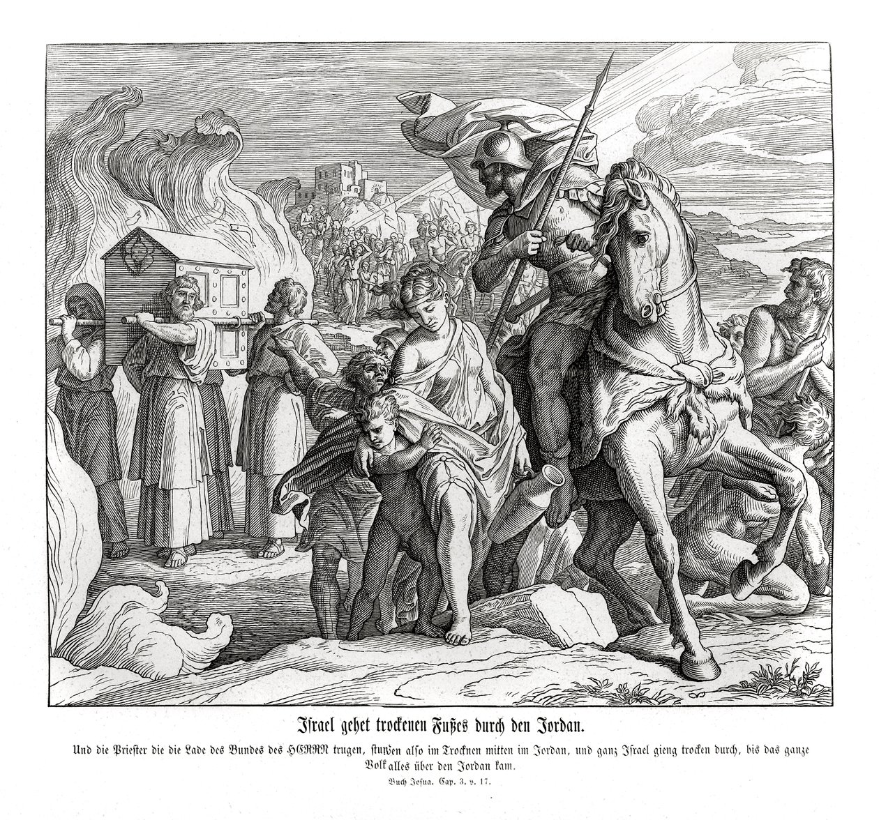 The ark of the covenant crossing the Jordan, Joshua av Julius Schnorr von Carolsfeld