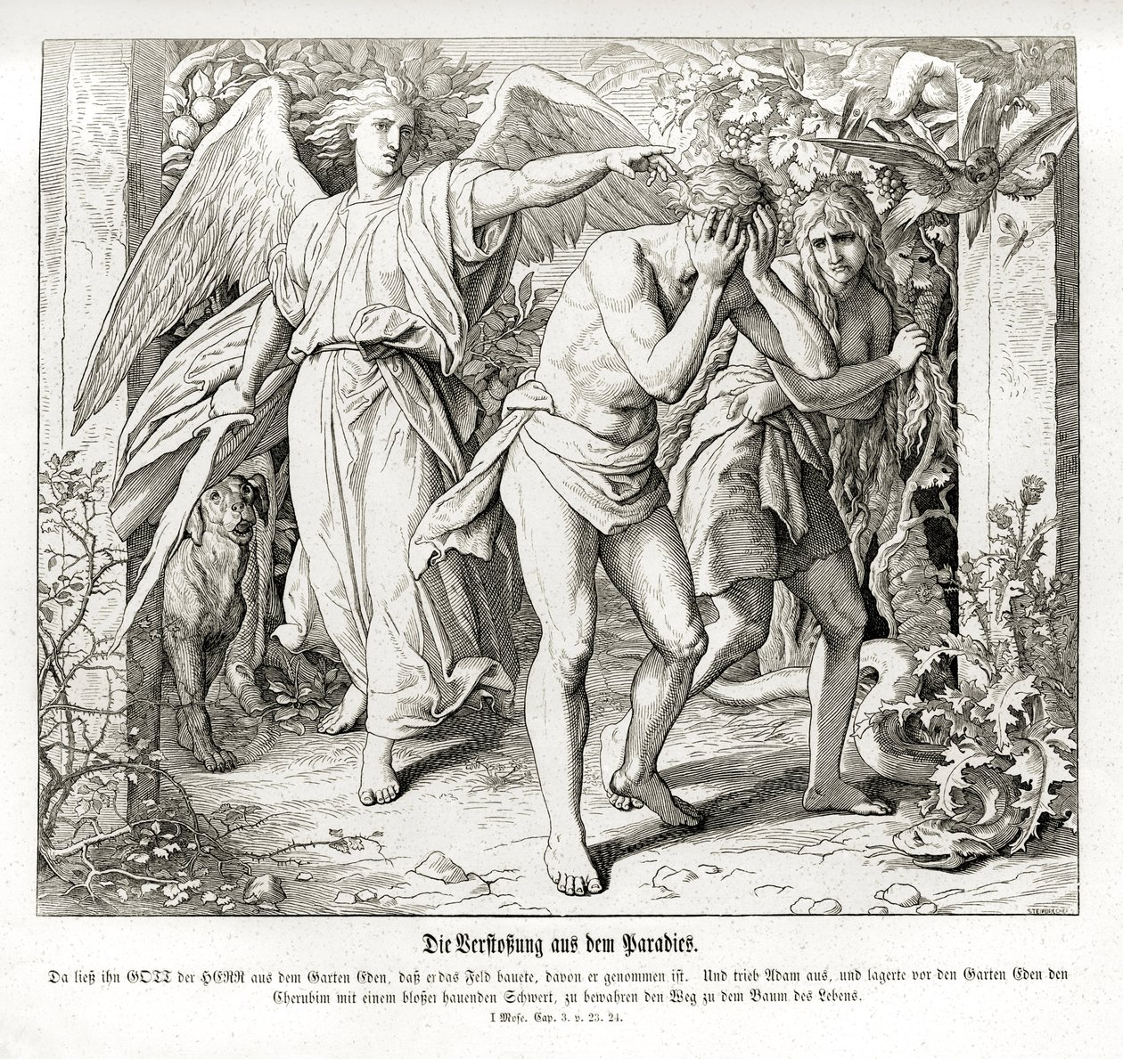 Forvisningen fra paradis, 1. Mosebok av Julius Schnorr von Carolsfeld