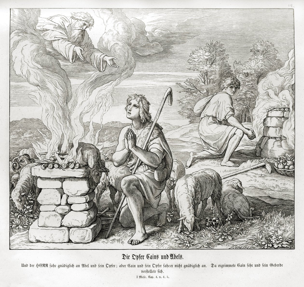 Kains og Abels ofre, 1. Mosebok av Julius Schnorr von Carolsfeld