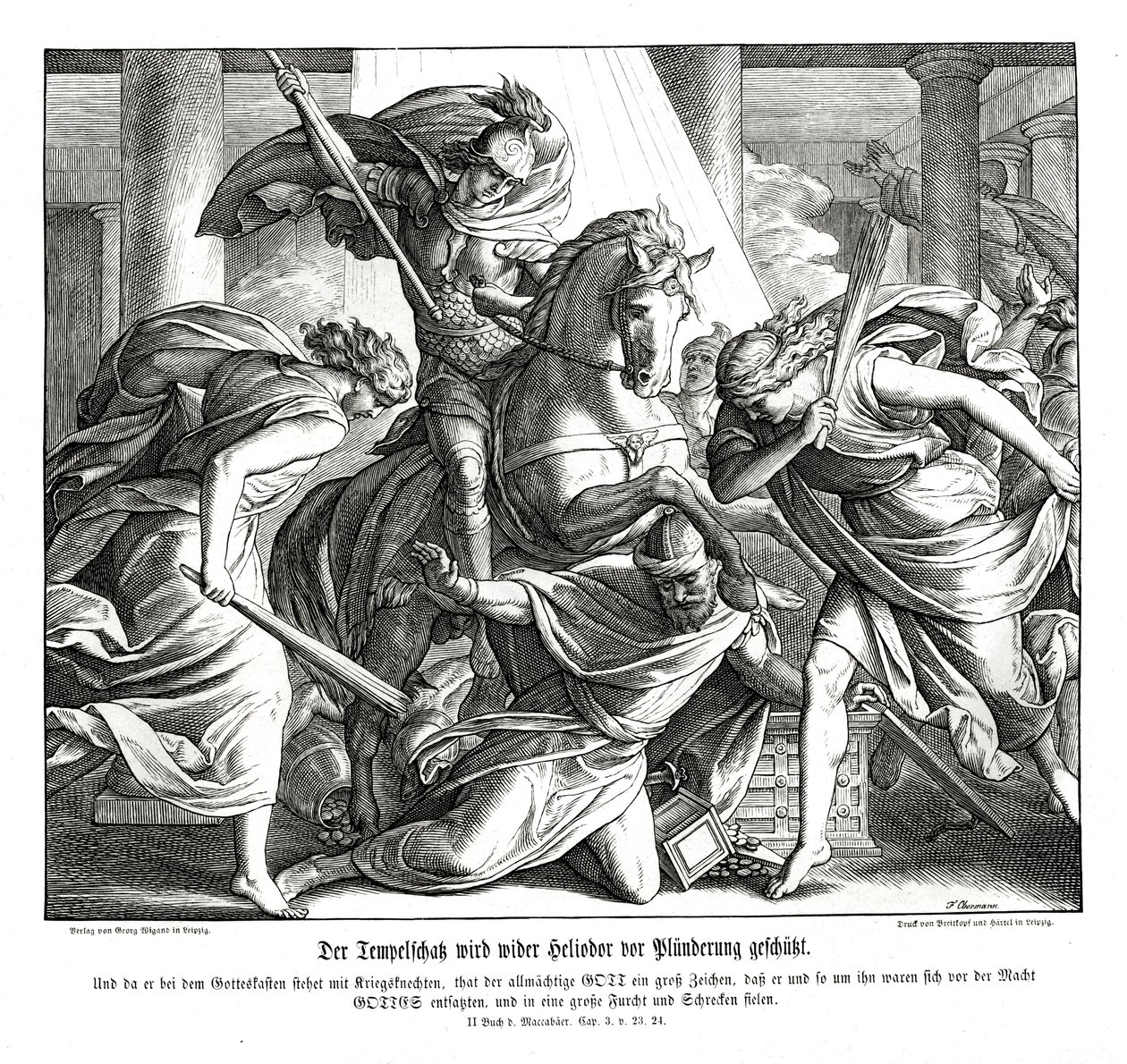 Tempelskattkammeret er beskyttet, 2 makkabeere av Julius Schnorr von Carolsfeld