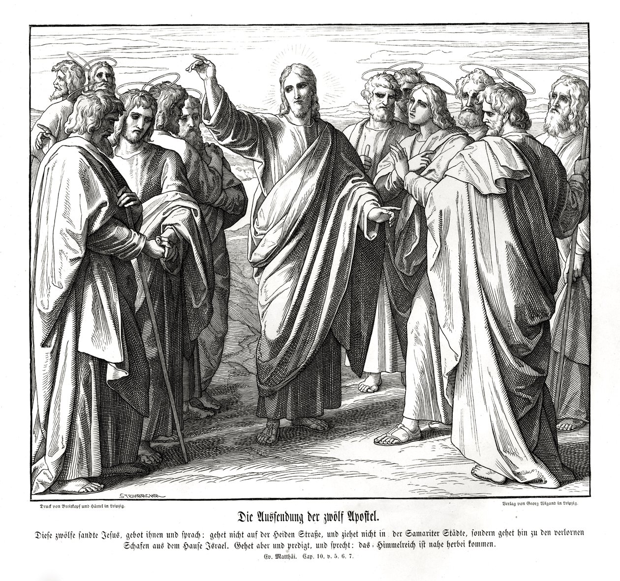 The twelve apostles, Gospel of Matthew av Julius Schnorr von Carolsfeld
