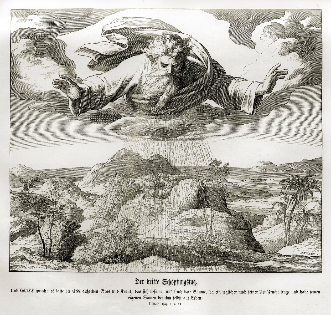 Skapelsens tredje dag, 1. Mosebok av Julius Schnorr von Carolsfeld