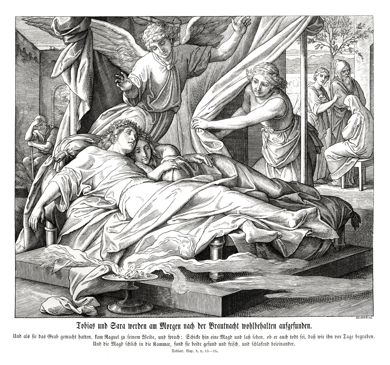Tobias og Sarah blir funnet i god behold, Tobits bok av Julius Schnorr von Carolsfeld