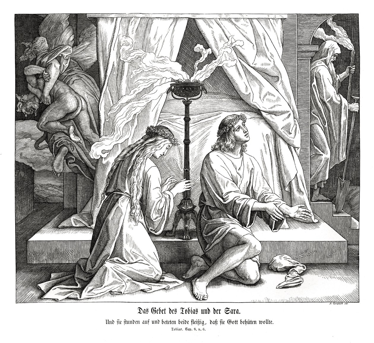 Tobias og Saras bønn, Tobits bok av Julius Schnorr von Carolsfeld