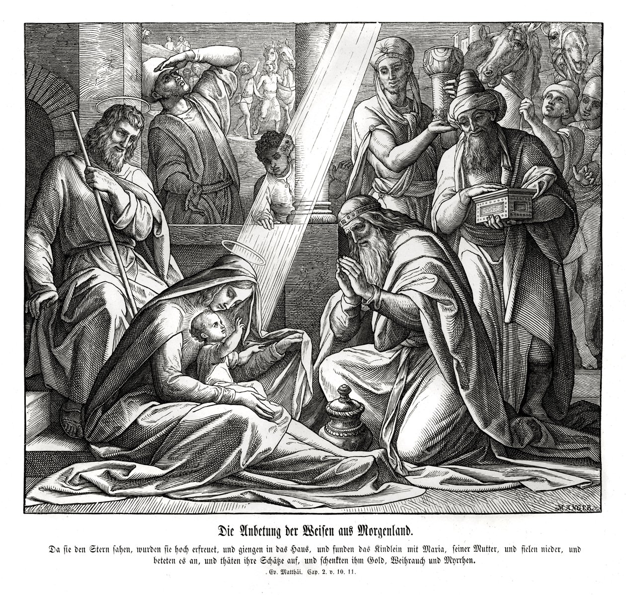 Vise menn, Matteusevangeliet av Julius Schnorr von Carolsfeld