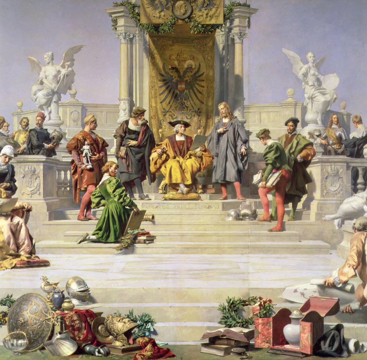 Patronage of the Arts av House of Habsburg: sentral del av et takmaleri, 1891 (se også 70754 og 70756) av Julius Victor Berger