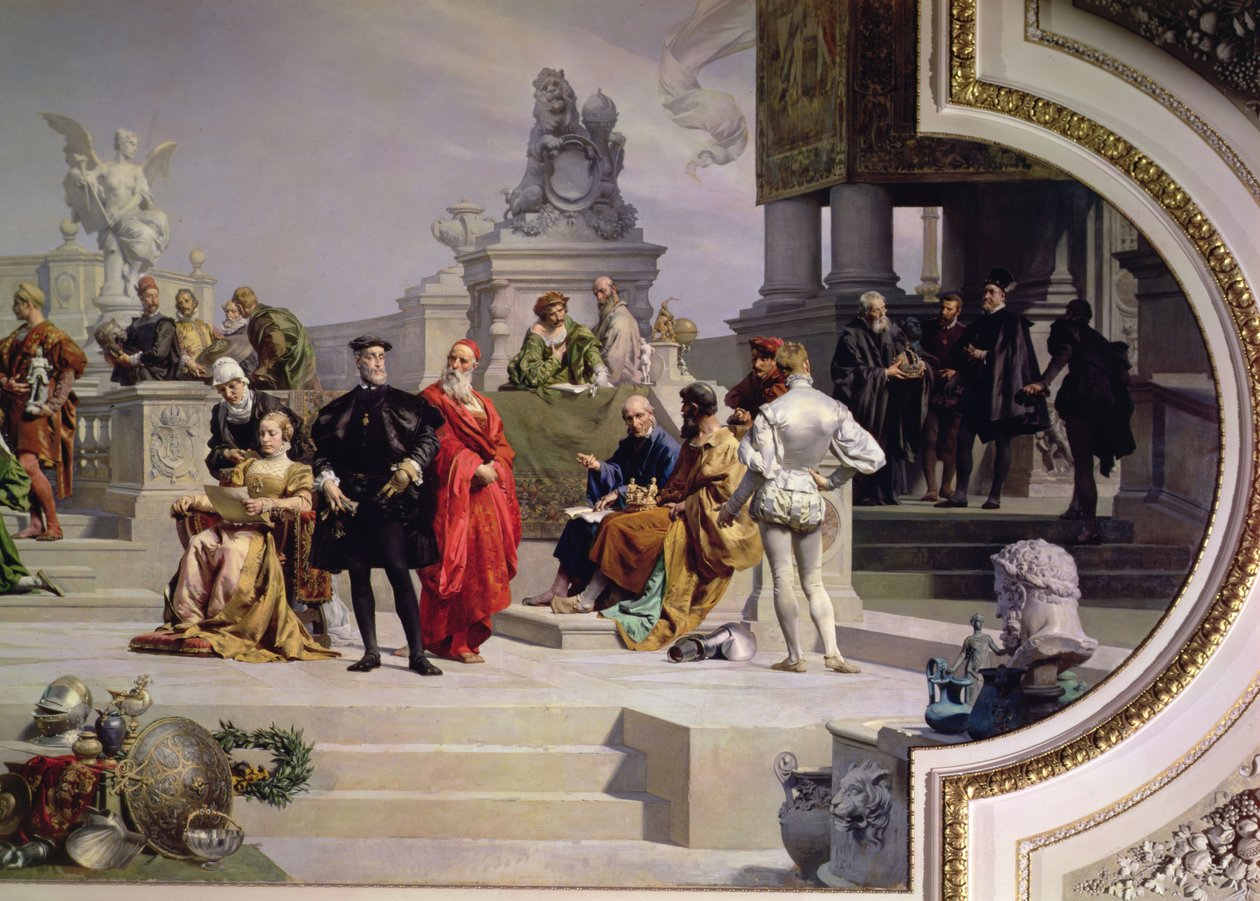 Patronage of the Arts av House of Habsburg: venstre del av et takmaleri, 1891 (se også 70755 og 70756) av Julius Victor Berger