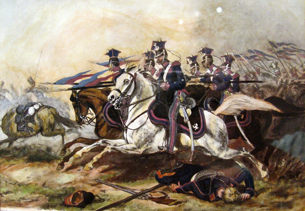 Anklagelse for Poznań Cavalery under novemberopprøret av Juliusz Fortunat Kossak