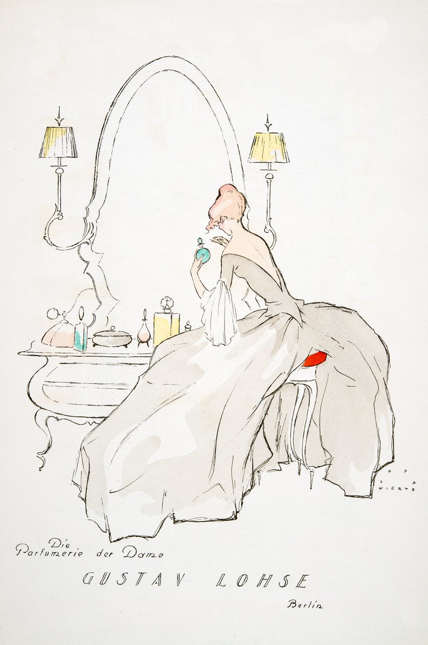 Annonse for "Gustav Lohse, Berlin, fra Styl, pub 1922 (pochoir-trykk) av Jupp Wiertz