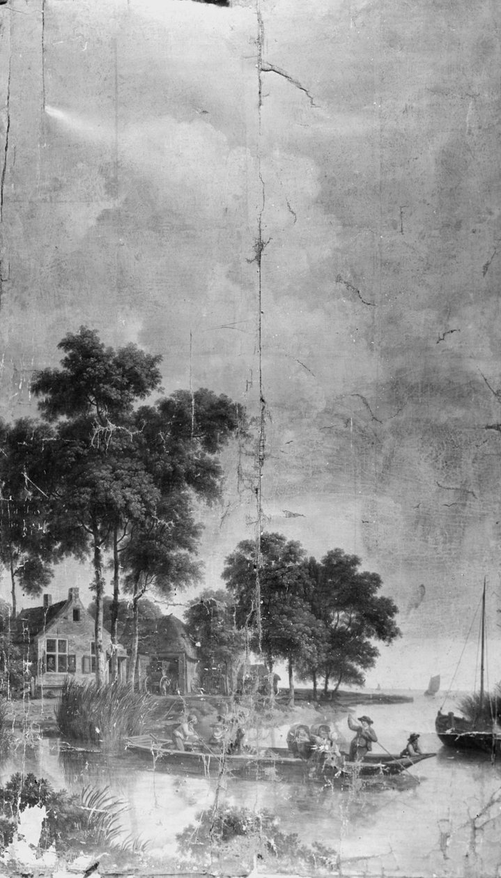 Veggdekorasjon med hollandsk landskap fra salen i Keizersgracht 121 av Jurriaan Andriessen