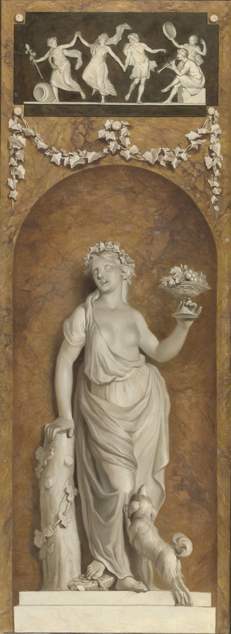 Behangselschildering met bacchante   1395966   no       norwegian Successfully Translated  Original: Ontwerp voor een glasraam met een wapen, de figuren Fides en Spes, en Mozes en de koperen slang Translat: Ontwerp voor een glasraam met een wapen, de figur av Jurriaan Andriessen